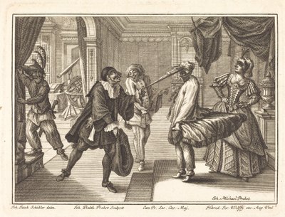 Arlequim na Casa do Dr. Polovard de Johann Balthasar Probst after Johann Jacob Schübler