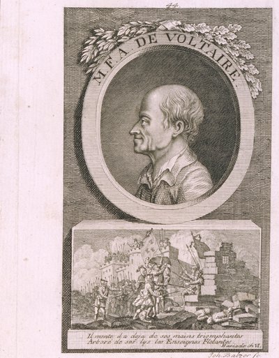 Retrato do escritor, ensaísta e filósofo François Marie Arouet de Voltaire 1694-1778 de Johann Balzer