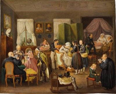 Visita à Casa do Pastor Protestante para o Batismo, 1828. de Johann Baptist Pflug