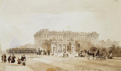 Vista do Palácio Anichkov em São Petersburgo, 1843 de Johann Baptist Weiss
