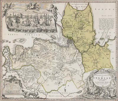 Mapa de Ingria com vista de São Petersburgo de Johann Baptista Homann