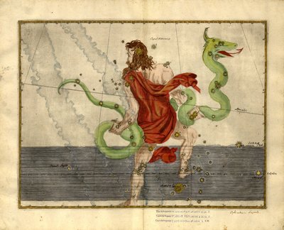 Ophiuchus, o Serpentário, de "Uranometria de Johann Bayer