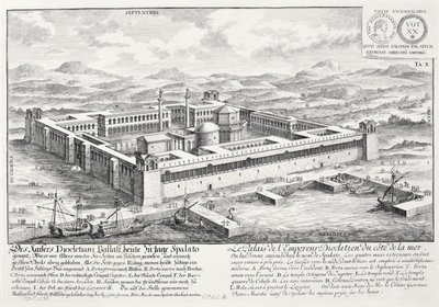 Palácio de Diocleciano (245-313), Split, Iugoslávia, de &39;Projeto de uma arquitetura histórica&39;, 1721 de Johann Bernhard Fischer von Erlach