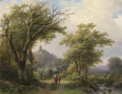 Caminhantes pelo córrego de Johann Bernhard Klombeck