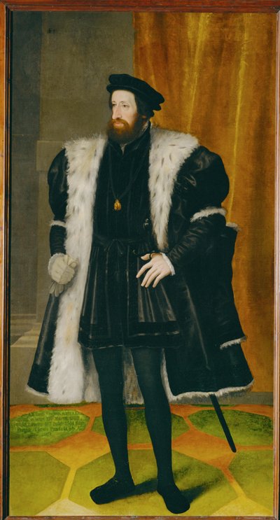 O imperador Fernando I, irmão de Carlos V ... (pintura sobre tela) de Johann Bocksberger
