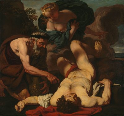 Selene e Endymion (anteriormente intitulado The Death of Orion) de Johann Carl Loth (attributed to)