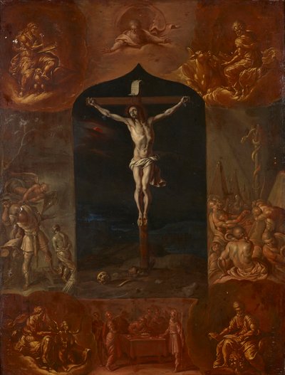 Jesus crucificado e sete cenas bíblicas de Johann Carl von Reslfeld