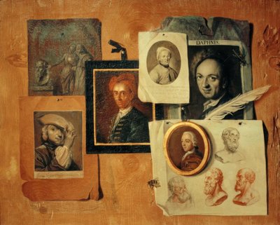 Quodlibet com retratos de contemporâneos e cabeças antigas de Johann Caspar Füssli