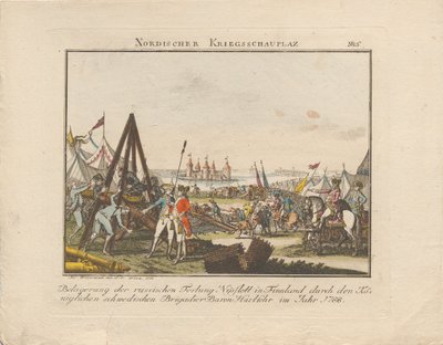 Cerco da fortaleza russa Nyslott na Finlândia, 1788. de Johann Caspar Weinrauch