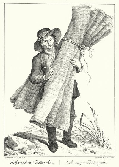 Vendedor de tapetes (gravura) de Johann Christian (after) Brand