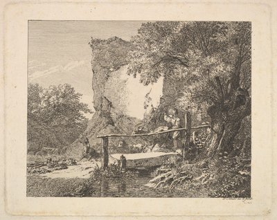 Um menino com três cabras, 1815. de Johann Christian Erhard