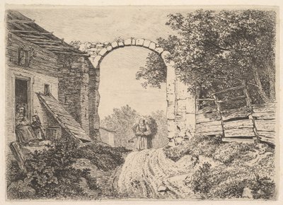 Rapariga com uma carga de feno, Fora de Thorbogen, 1817. de Johann Christian Erhard