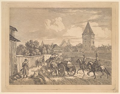 Lanceiros russos escoltando o Regimental Cassonne, 1816. de Johann Christian Erhard