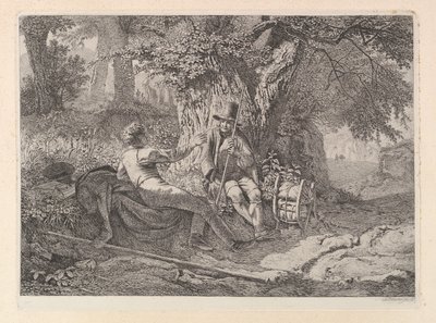 O artista, descansando com seu guia, 1819. de Johann Christian Erhard