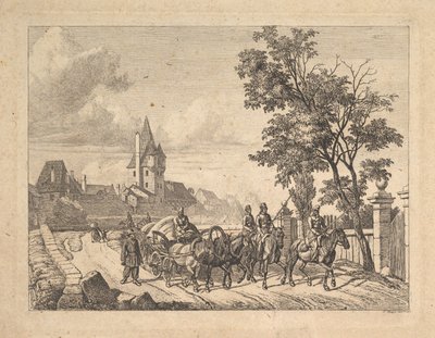 Os cossacos acompanhando o vagão de bagagens, 1816. de Johann Christian Erhard