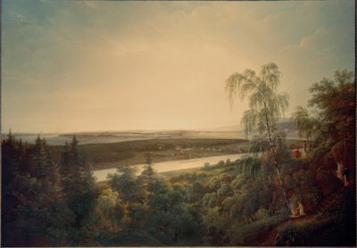 Paisagem do Elba com vista para Dresden de Johann Christian Klengel