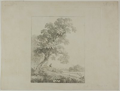 Paisagem com uma grande árvore de Johann Christian Klengel