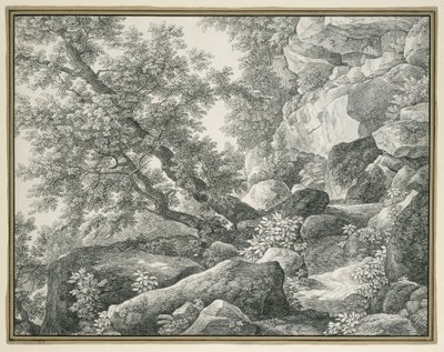 Paisagem rochosa com árvores de Johann Christian Reinhart