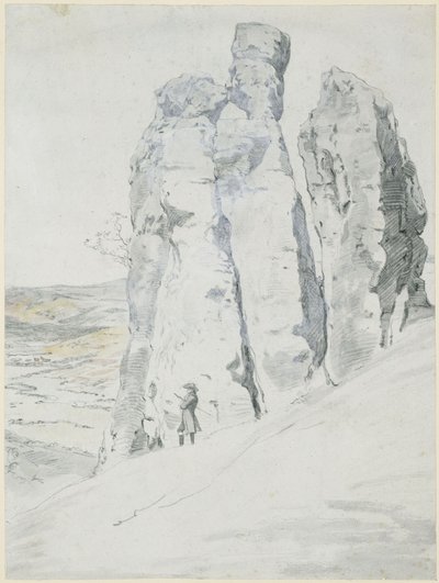 Formação rochosa «Monge e Freira», perto de Eisenach, na Turíngia de Johann Christian Reinhart