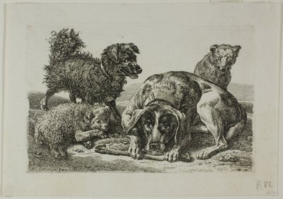 Quatro Cães, de Die Zweite Thier Folge de Johann Christian Reinhart