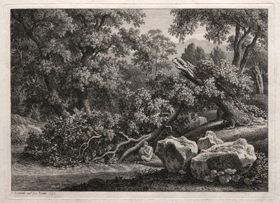 Paisagem heróica: O sátiro tocando flauta, 1795. de Johann Christian Reinhart