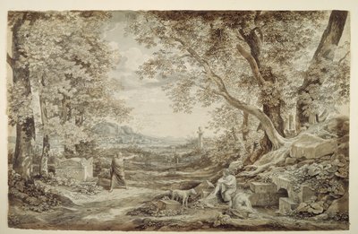 Paisagem com monumentos antigos («A invenção do capitel coríntio») de Johann Christian Reinhart