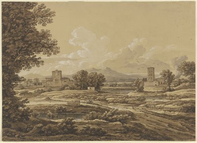 Paisagem com a Torre del Quinto, nos arredores de Roma de Johann Christian Reinhart