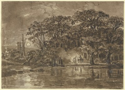 Paisagem fluvial nocturna de Johann Christian Reinhart