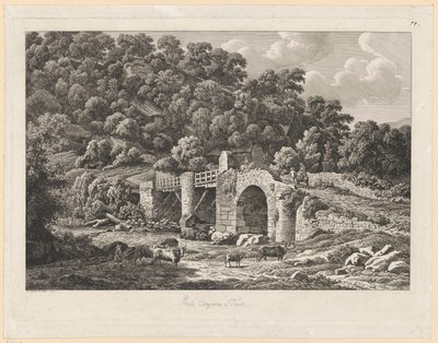 Paisagem - Ponte Aquoreo em Tivoli de Johann Christian Reinhart