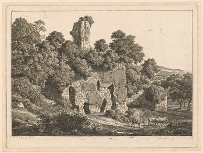 Paisagem - Ruínas da Villa de Ventidio Basso em Tivoli de Johann Christian Reinhart