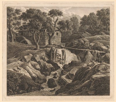 Paisagem com cascata de Johann Christian Reinhart