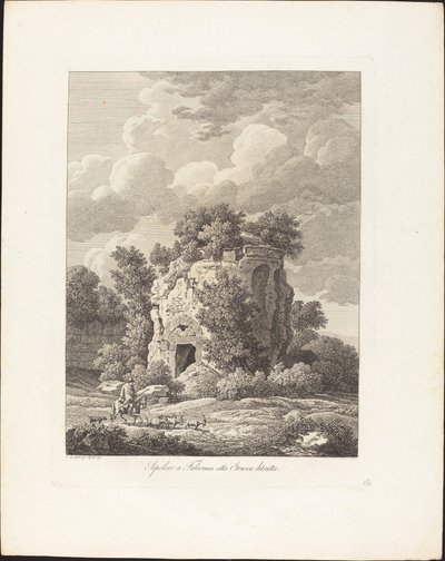 Sepulcro na cidade etrusca de Falerium destruído de Johann Christian Reinhart