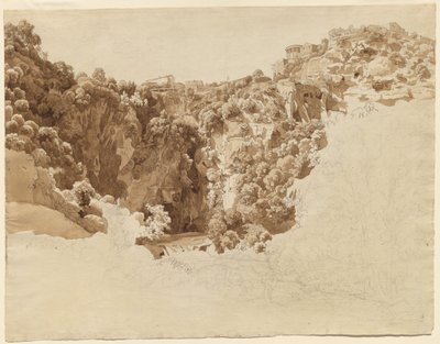 Tivoli e o Templo da Sibila acima do Aniene Gorge de Johann Christian Reinhart