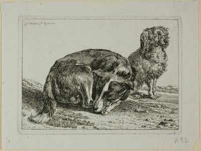 Dois cães descansando, de Die Zweite Thierfolge de Johann Christian Reinhart