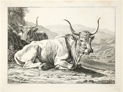 Dois touros romanos descansando, de Die Zweite The Erfolge de Johann Christian Reinhart