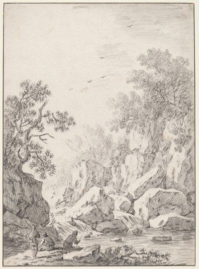 A Waterfall by Rock Cliffs, 1750s. de Johann Christoph Dietzsch