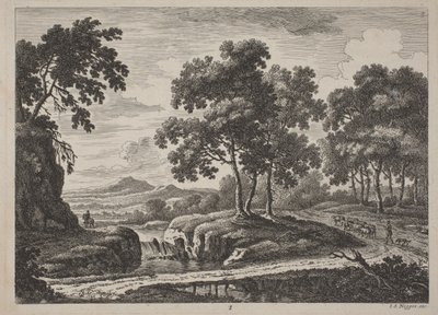 Paisagens Panorâmicas do Rio com Viajantes, 1734. de Johann Christoph Dietzsch