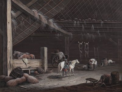 O cavalo branco: interior do celeiro de Johann Christoph Dietzsch
