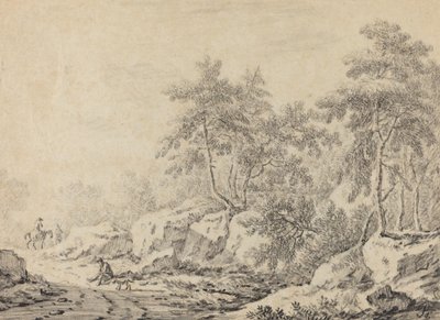 Viajantes em uma floresta rochosa de Johann Christoph Dietzsch