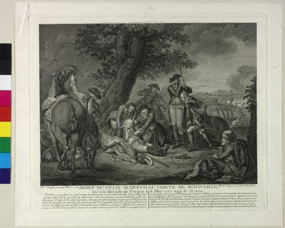 Morte do marquês Kurt Christoph von Schwerin durante a batalha de Praga de 1757 de Johann Christoph Frisch