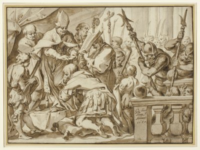 Coroação de Otão o Grande na Igreja de Santo Ambrósio, Milão de Johann Christoph Storer