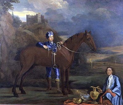 Retrato de um cavalo de corrida e Jockey, c.1690 (óleo sobre tela) de Johann Closterman