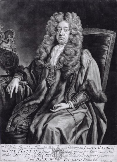 Sir John Houblon (1632-1711) gravado por R. Williams de Johann Closterman