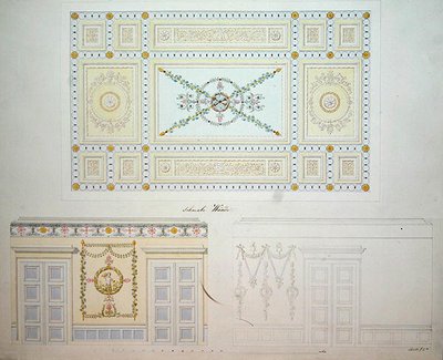 Desenhos Decorativos para o Interior do Palácio Beberbeck, de Israel Schwalm (caneta e aquarela sobre papel) de Johann Conrad (after) Bromeis