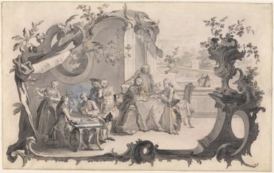 Uma empresa elegante jogando jogos de tabuleiro de Johann Esaias Nilson