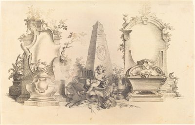 Cartouche Moderne com Emblemas da Morte de Johann Esaias Nilson