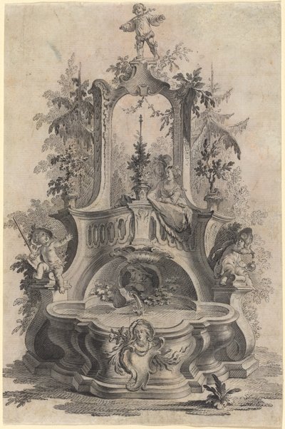 Fonte rococó com amantes e os quatro elementos de Johann Esaias Nilson
