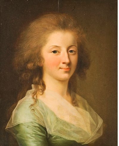 Retrato de uma jovem com um vestido verde de Johann Friedrich August Tischbein