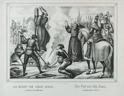 A morte de Jan Hus em Constança, em meados do século XIX. de Johann Friedrich Wentzel