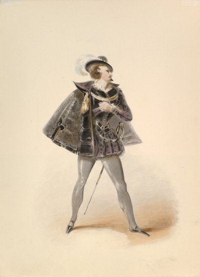 Estudo de figurino para Belmonte no Rapto do Serralho de W.A. Mozart, ca. 1830-50. de Johann Georg Christoph Fries
